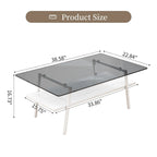 Tavolino da caffè rettangolare con piano in vetro temperato e gambe in metallo, 38.58" L x 22.84" W x 16.73" H