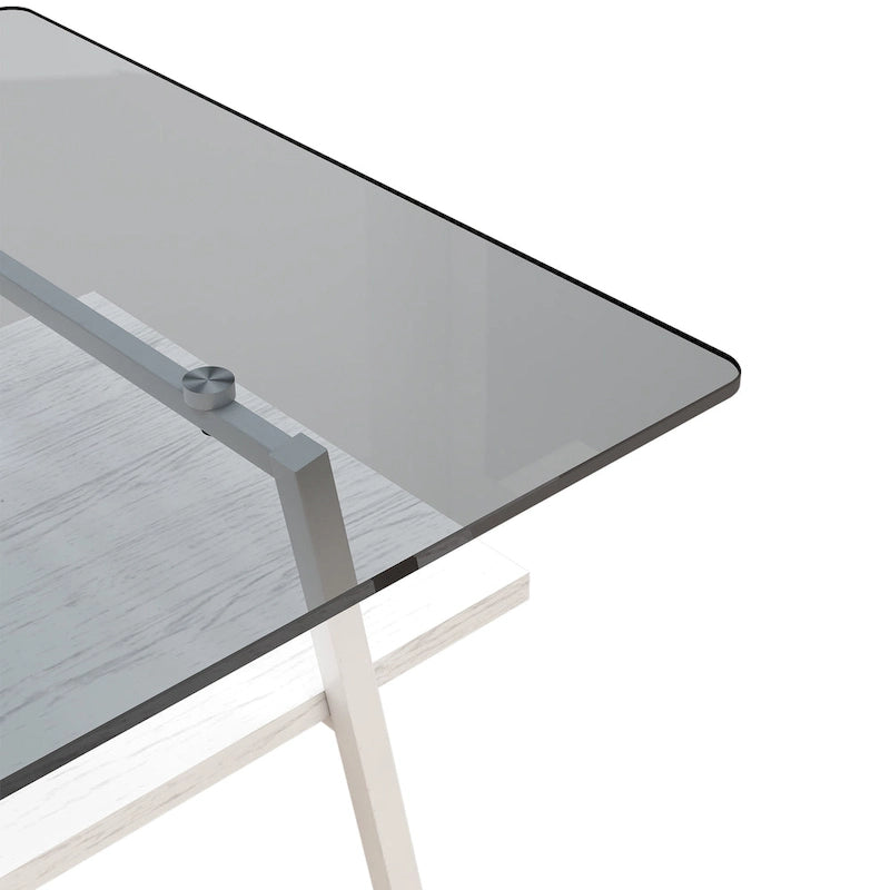 Tavolino da caffè rettangolare con piano in vetro temperato e gambe in metallo, 38.58" L x 22.84" W x 16.73" H