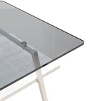 Tavolino da caffè rettangolare con piano in vetro temperato e gambe in metallo, 38.58" L x 22.84" W x 16.73" H