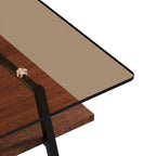 Tavolino da caffè rettangolare con piano in vetro temperato e gambe in metallo, 38.58" L x 22.84" W x 16.73" H