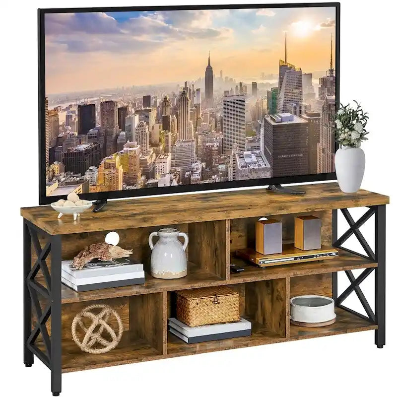 Mueble industrial para TV de 65 pulgadas con 5 compartimentos de almacenamiento