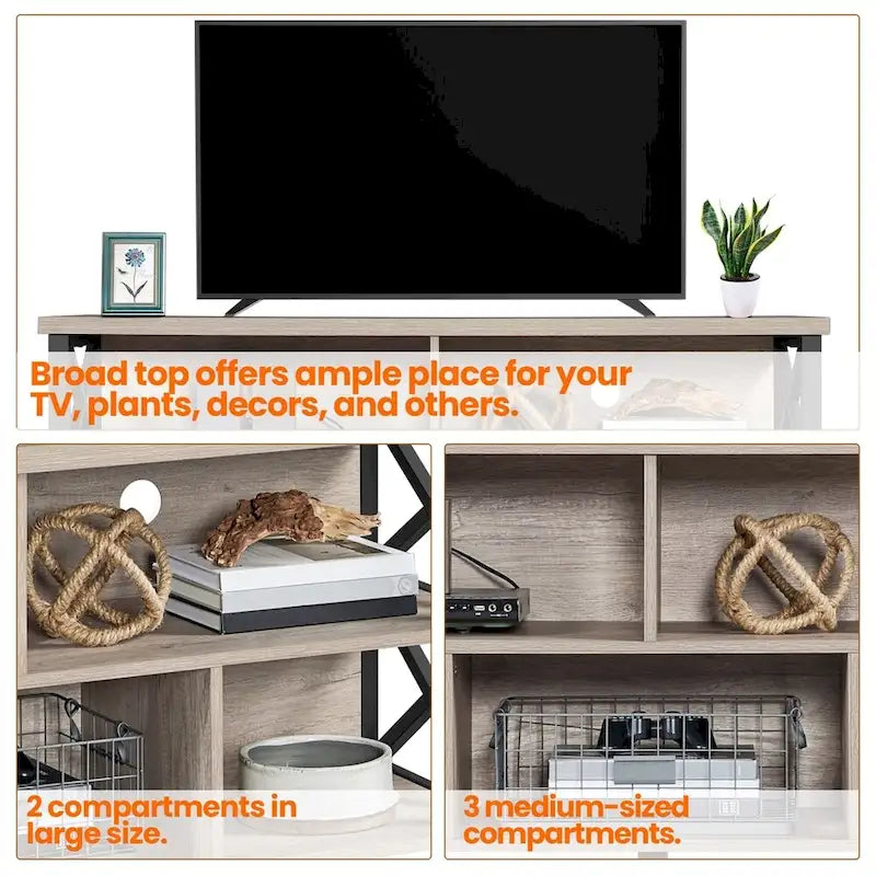 Industrieller TV-Ständer, 65 Zoll, mit 5 Stauraumfächern
