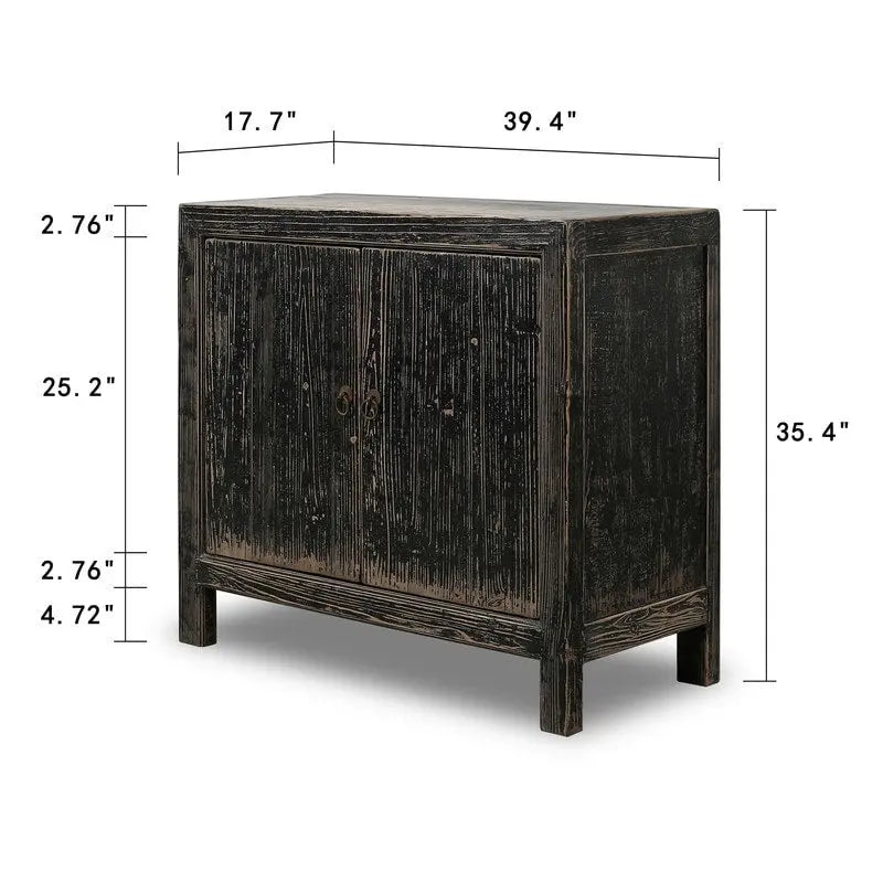 Zweitüriger Schrank in Used-Schwarz – 39x18x35 in.