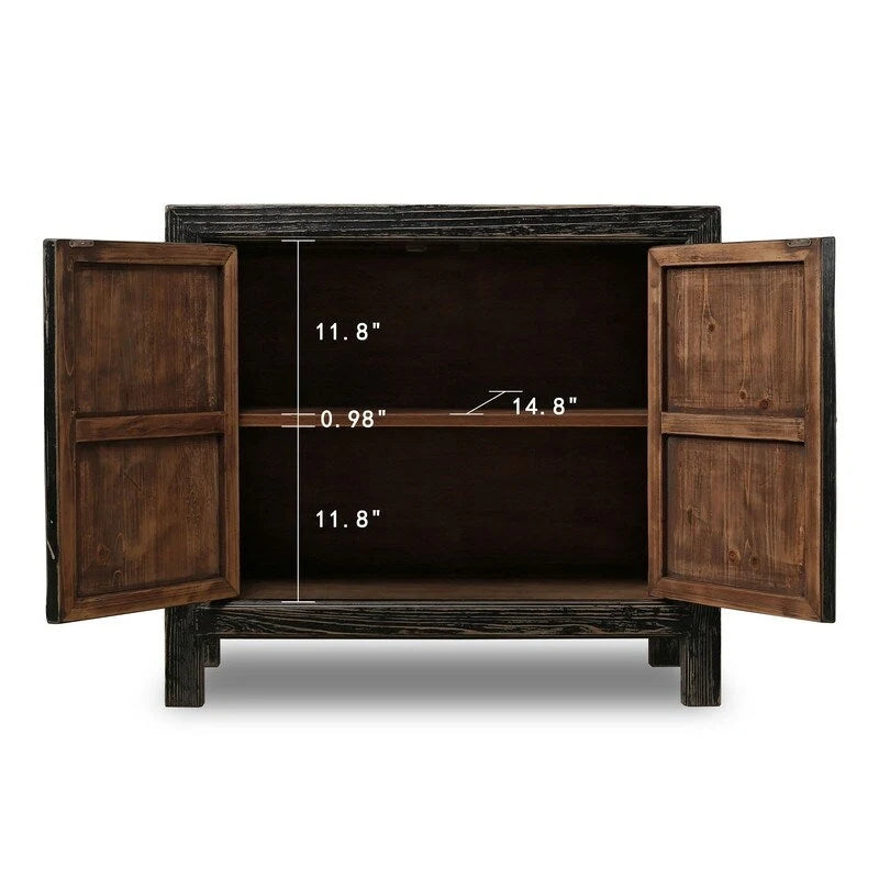 Armario de dos puertas en negro desgastado - 39x18x35 in.