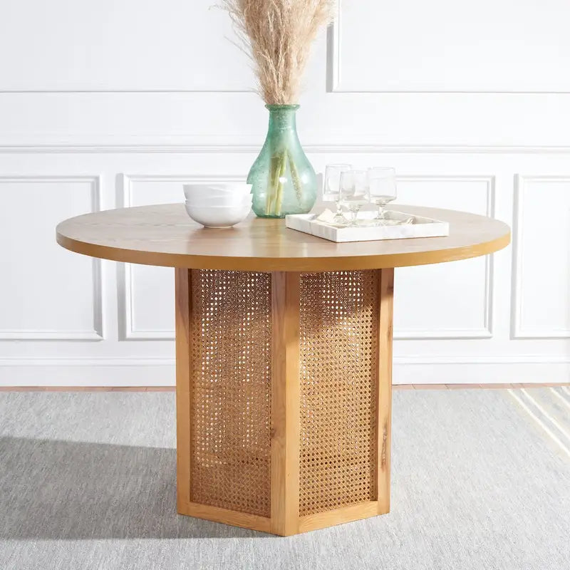 Ronde eettafel van riet, 47W x 47D x 29H