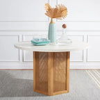 Ronde eettafel van riet, 47W x 47D x 29H