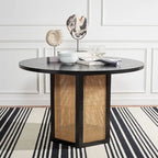 Ronde eettafel van riet, 47W x 47D x 29H