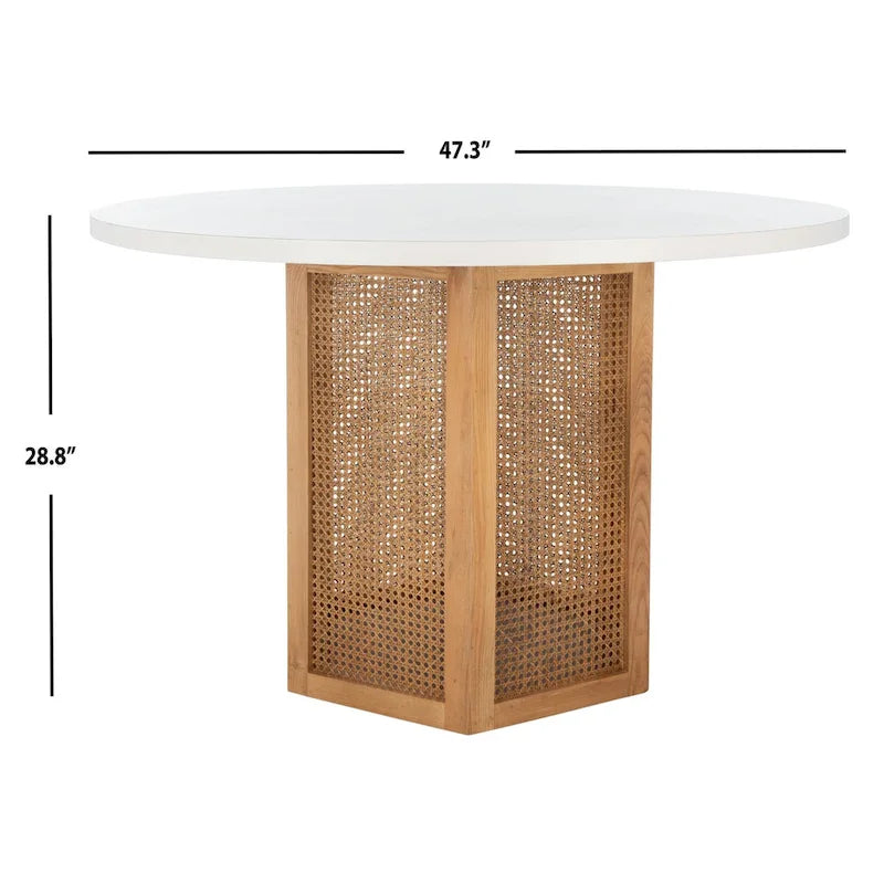 Ronde eettafel van riet, 47W x 47D x 29H