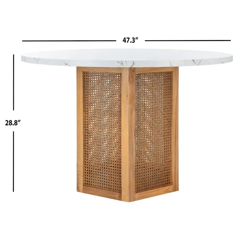 Ronde eettafel van riet, 47W x 47D x 29H