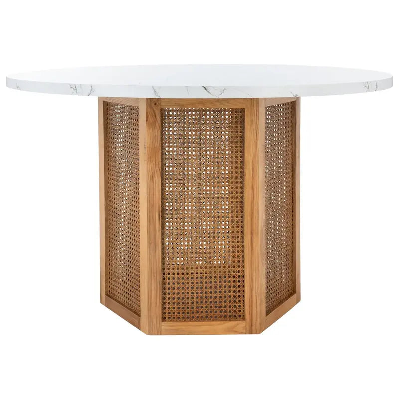 Ronde eettafel van riet, 47W x 47D x 29H