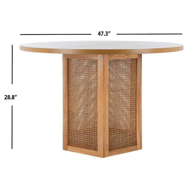 Ronde eettafel van riet, 47W x 47D x 29H